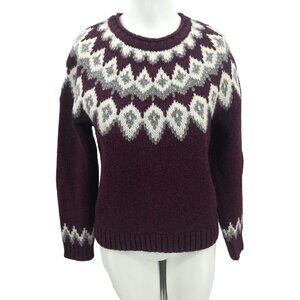 LL Bean Fair Isle Lambs Wool Womans Sweater Size XS Petite Nordic Pullover
